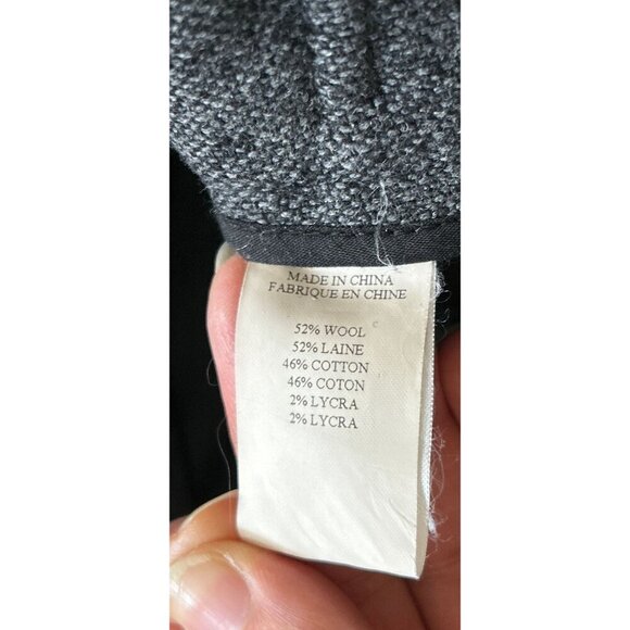 THEORY Wool Blend Trousers Heather Gray Site Buckles Wide Leg Size 8 - Picture 11 of 11